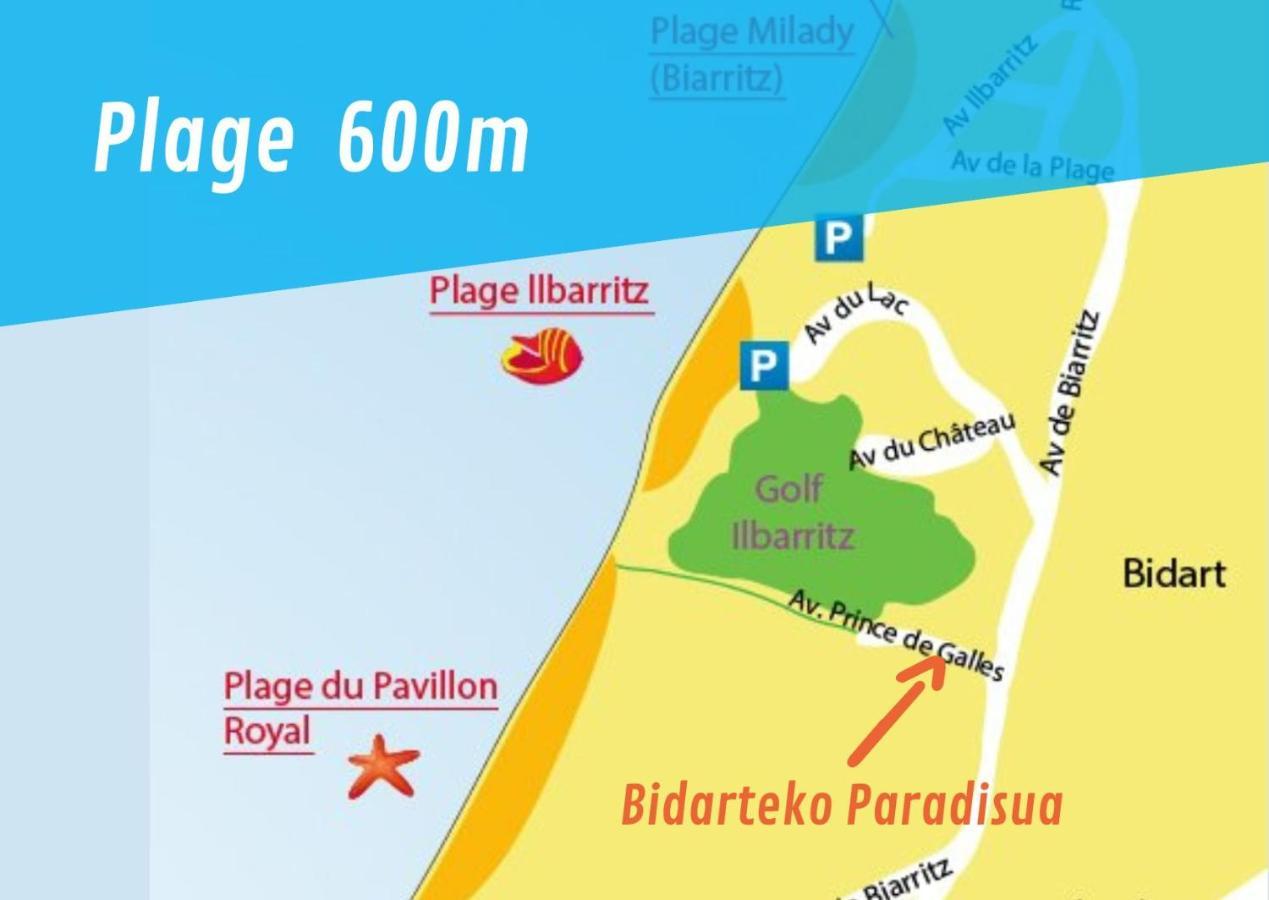 Bidarteko Paradisua proche plage, golf, parking Buitenkant foto
